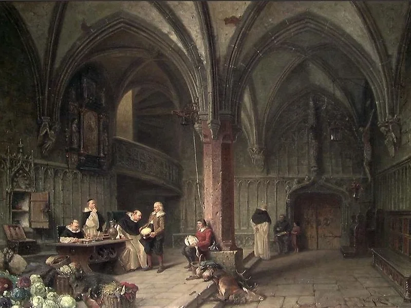 1837-Vincent Stolenberg Lerche - Contadini che pagano la decima in un monastero domenicano